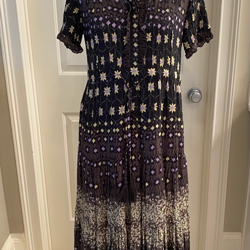 Free People Black and Purple Floral Maxi Dress